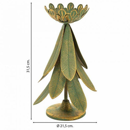 Candle Holder Alexandra House Living Gold Iron 21 x 31 x 21 cm Feathers Alexandra House Living