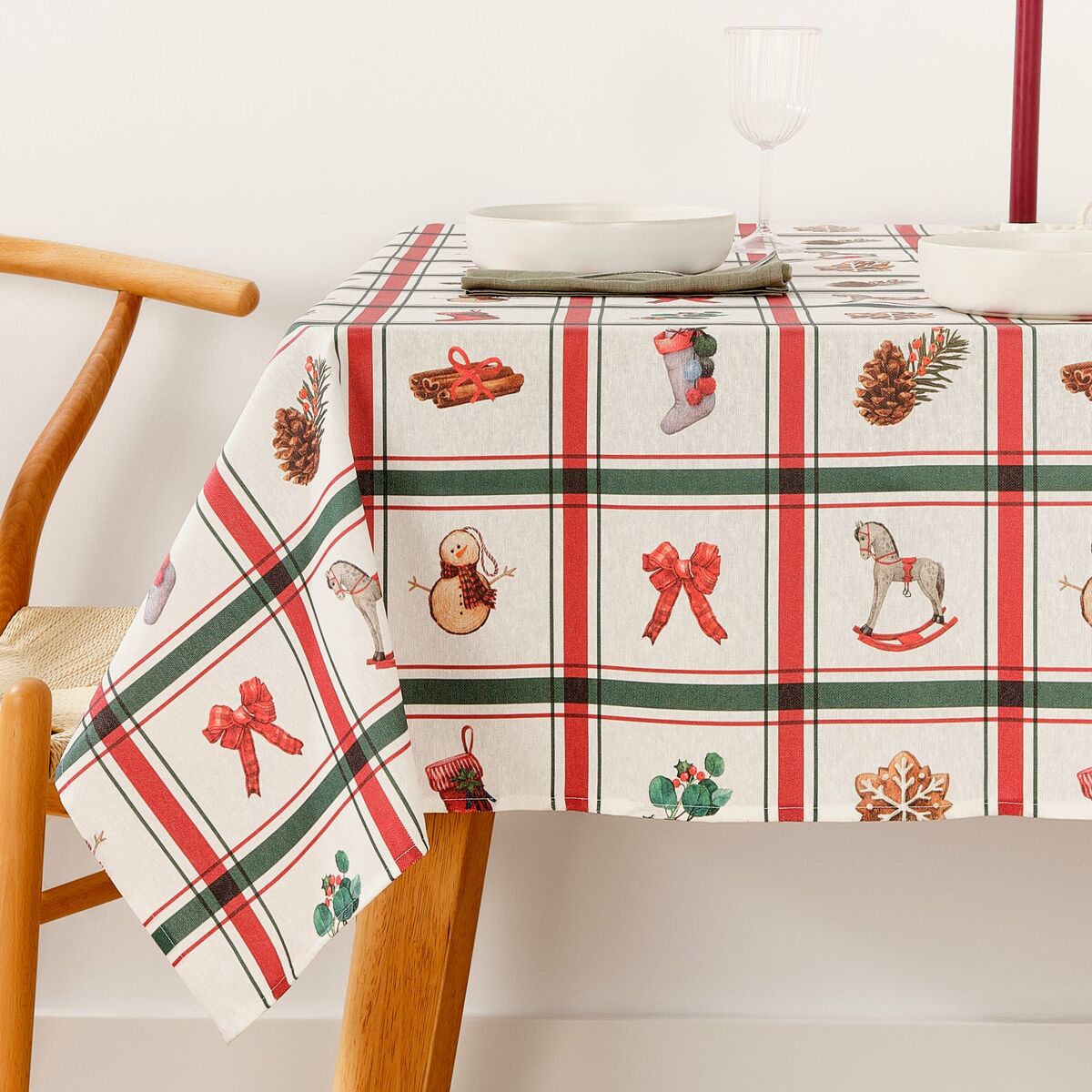 Stain-proof resined tablecloth Belum Scottish Christmas Multicolour 250 x 150 cm Belum