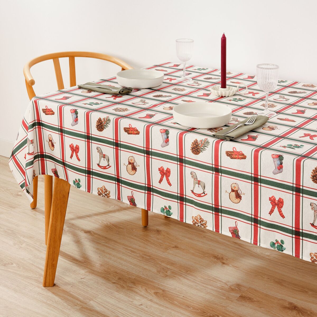 Stain-proof resined tablecloth Belum Scottish Christmas Multicolour 250 x 150 cm Belum