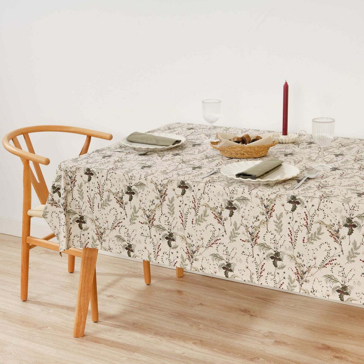 Stain-proof resined tablecloth Belum Christmas Mistletoe Red Green Natural 200 x 150 cm Belum