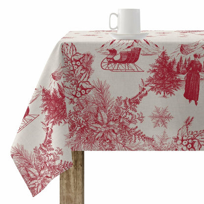 Stain-proof resined tablecloth Belum Christmas Toile Red Linen 250 x 140 cm Belum