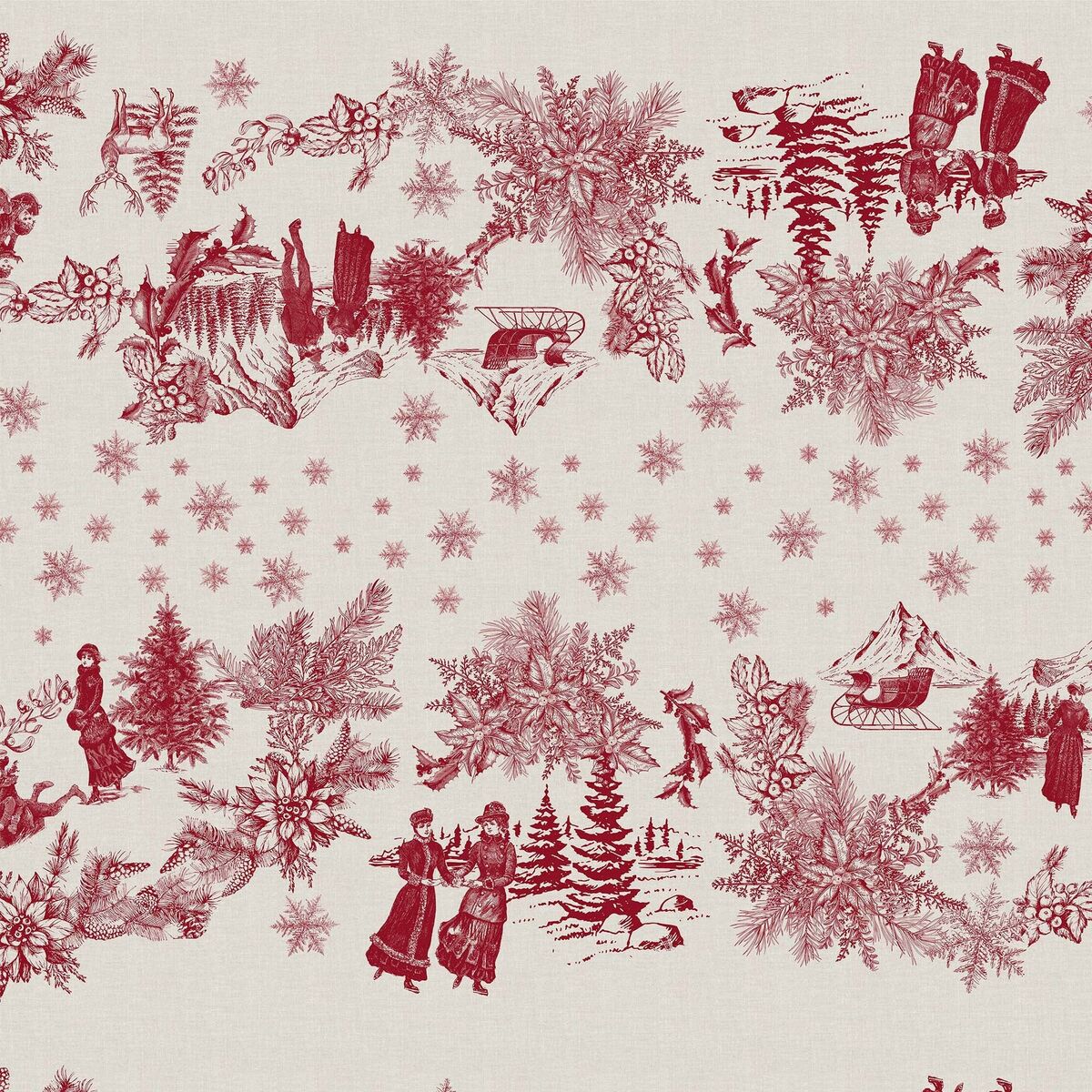 Stain-proof resined tablecloth Belum Christmas Toile Red Linen 250 x 140 cm Belum