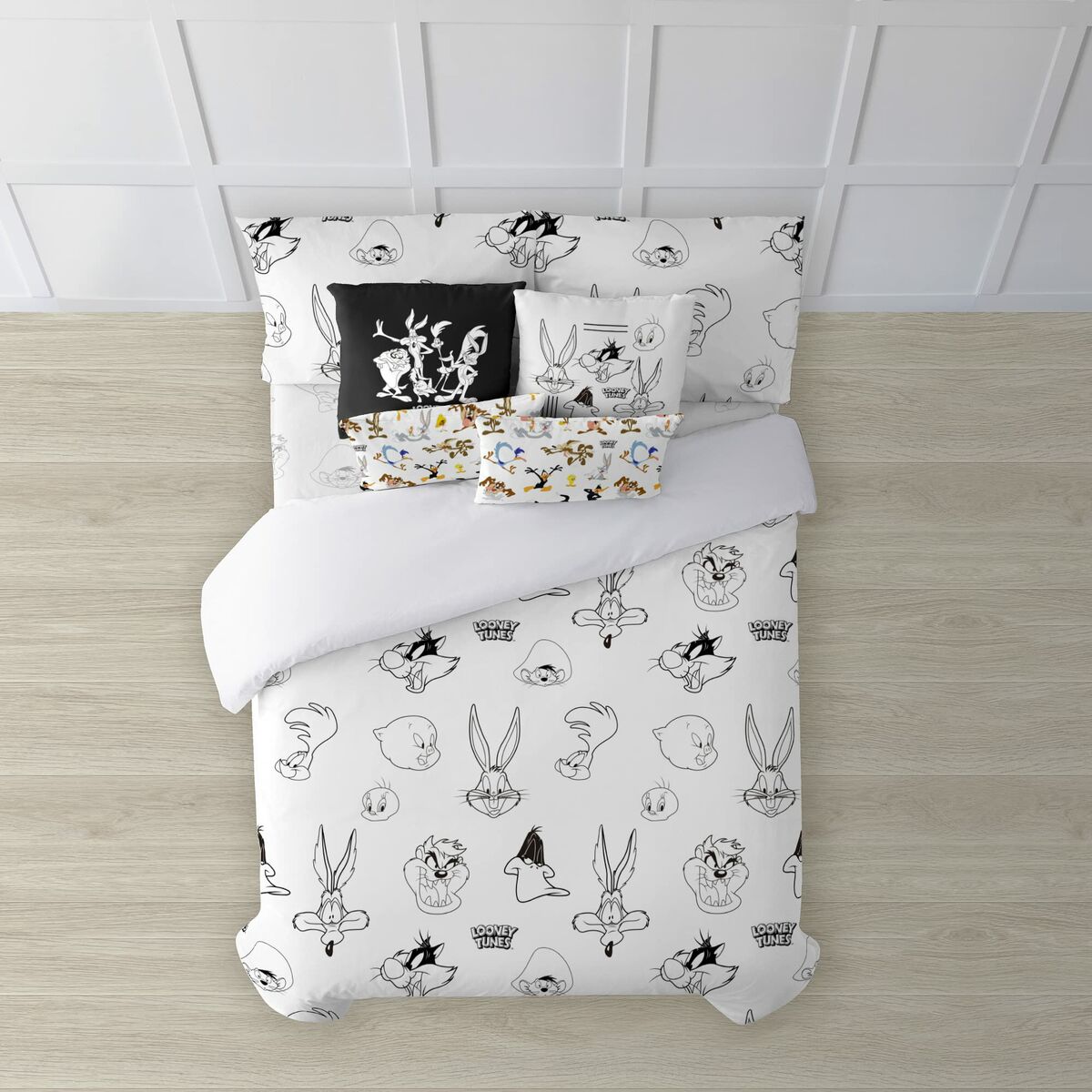 Nordic cover Looney Tunes Looney B&W White black 175 Threads 240 x 220 cm Looney Tunes