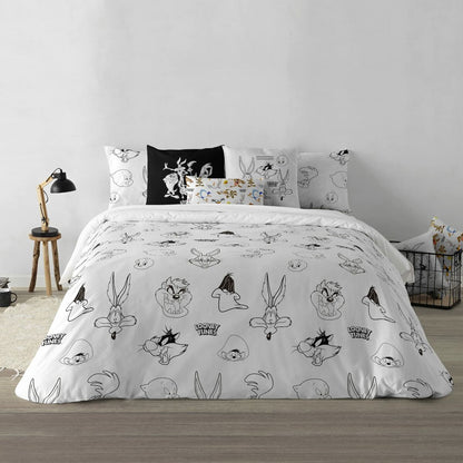 Nordic cover Looney Tunes Looney B&W White black 175 Threads 240 x 220 cm Looney Tunes