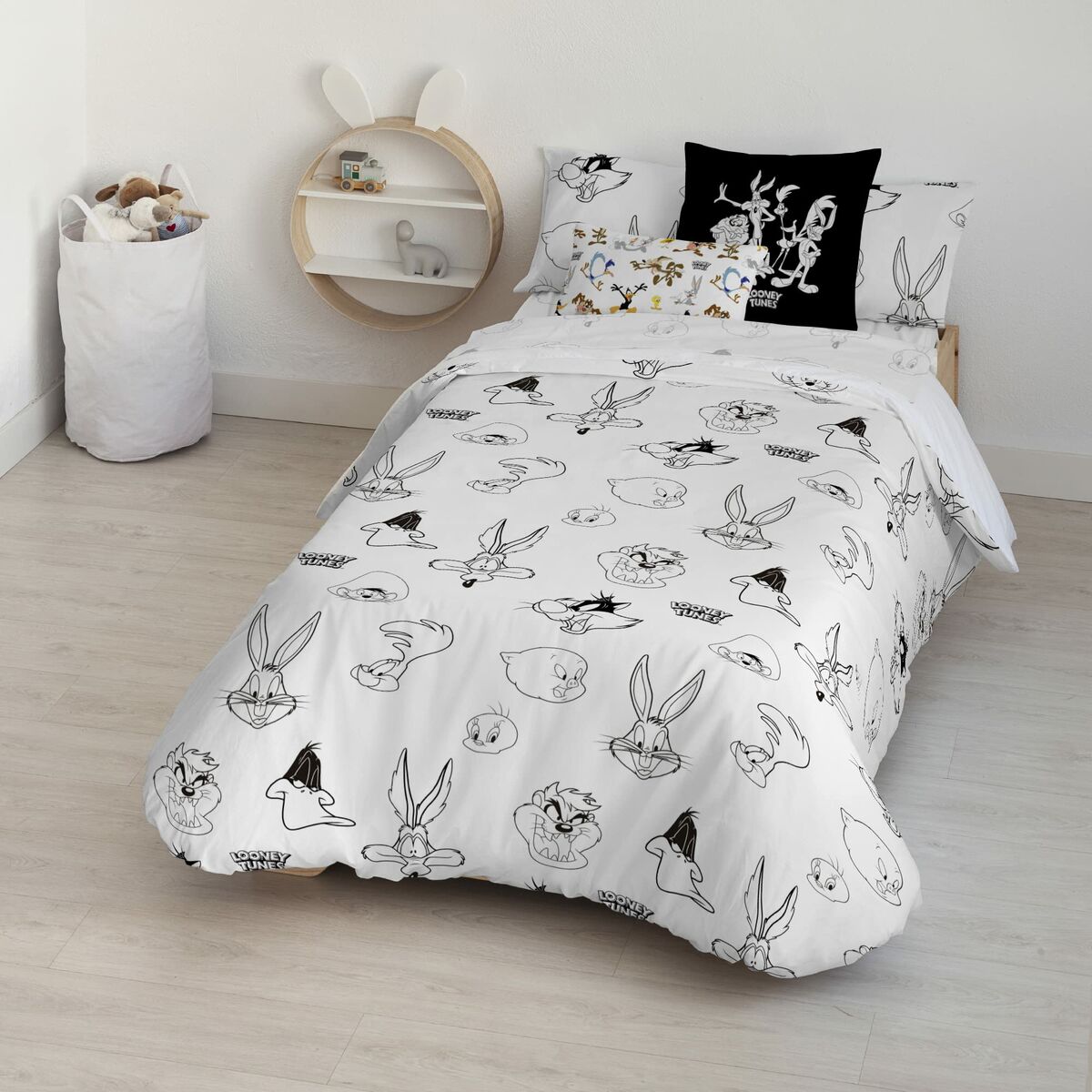 Nordic cover Looney Tunes Looney B&W White black 175 Threads 240 x 220 cm Looney Tunes