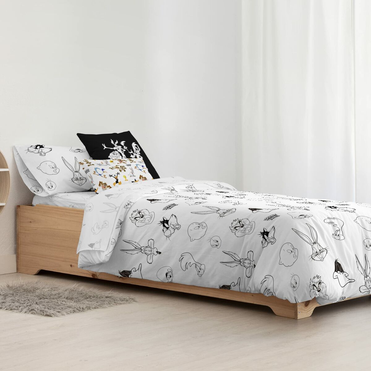 Nordic cover Looney Tunes Looney B&W White black 175 Threads 240 x 220 cm Looney Tunes