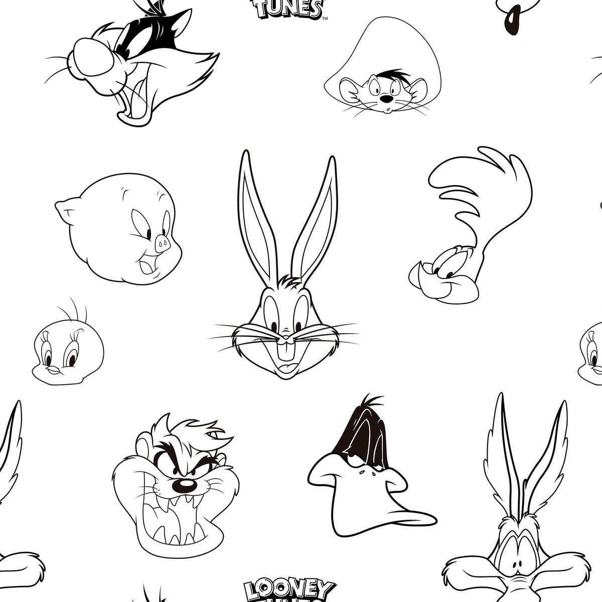 Nordic cover Looney Tunes Looney B&W White black 175 Threads 240 x 220 cm Looney Tunes