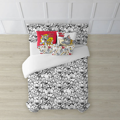 Nordic cover Tom & Jerry B&W White black 175 Threads 140 x 200 cm Tom & Jerry