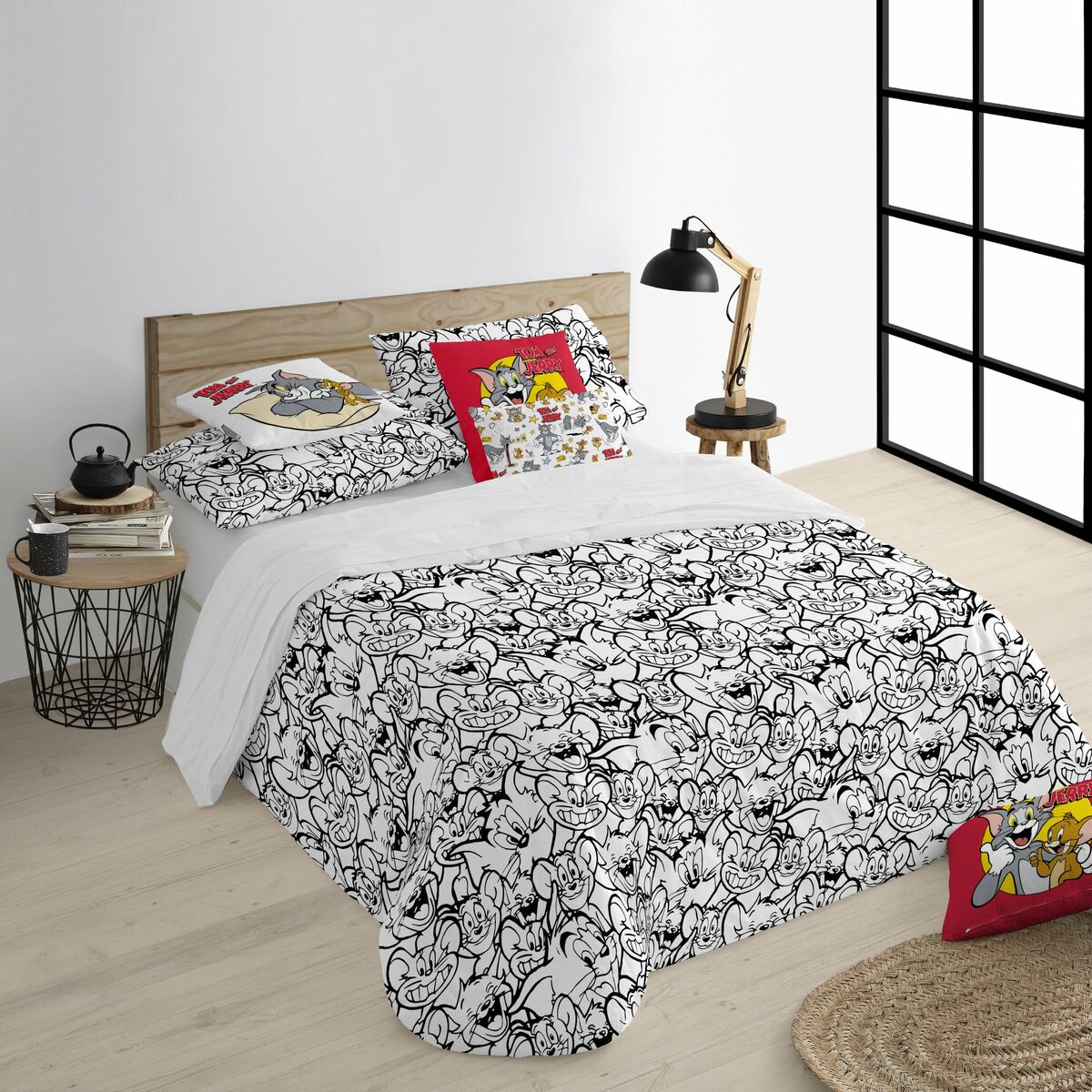 Nordic cover Tom & Jerry B&W White black 175 Threads 140 x 200 cm Tom & Jerry