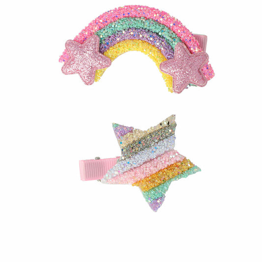 Hair Clips Inca Star Rainbow 2 Units