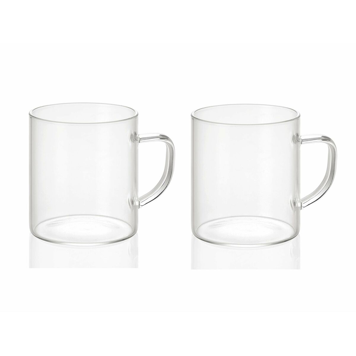 2 Piece Mug Set Andrea House ms19209 Transparent Glass 300 ml 2 x 300 ml Ø 7,5 x 8,5 cm Andrea House