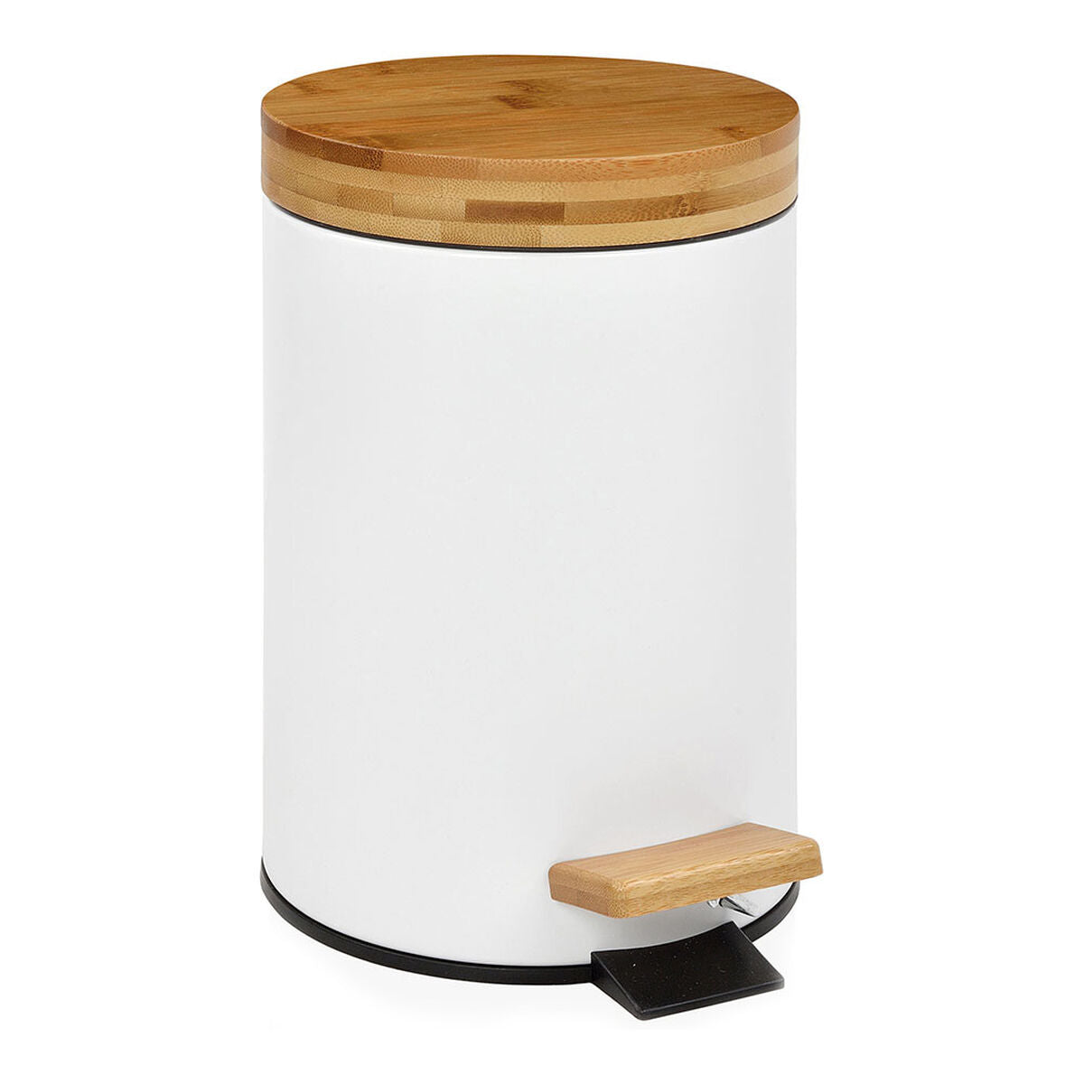 Pedal bin Andrea House White Matt Metal Bamboo 3 L (Ø 17 x 26 cm) Andrea House