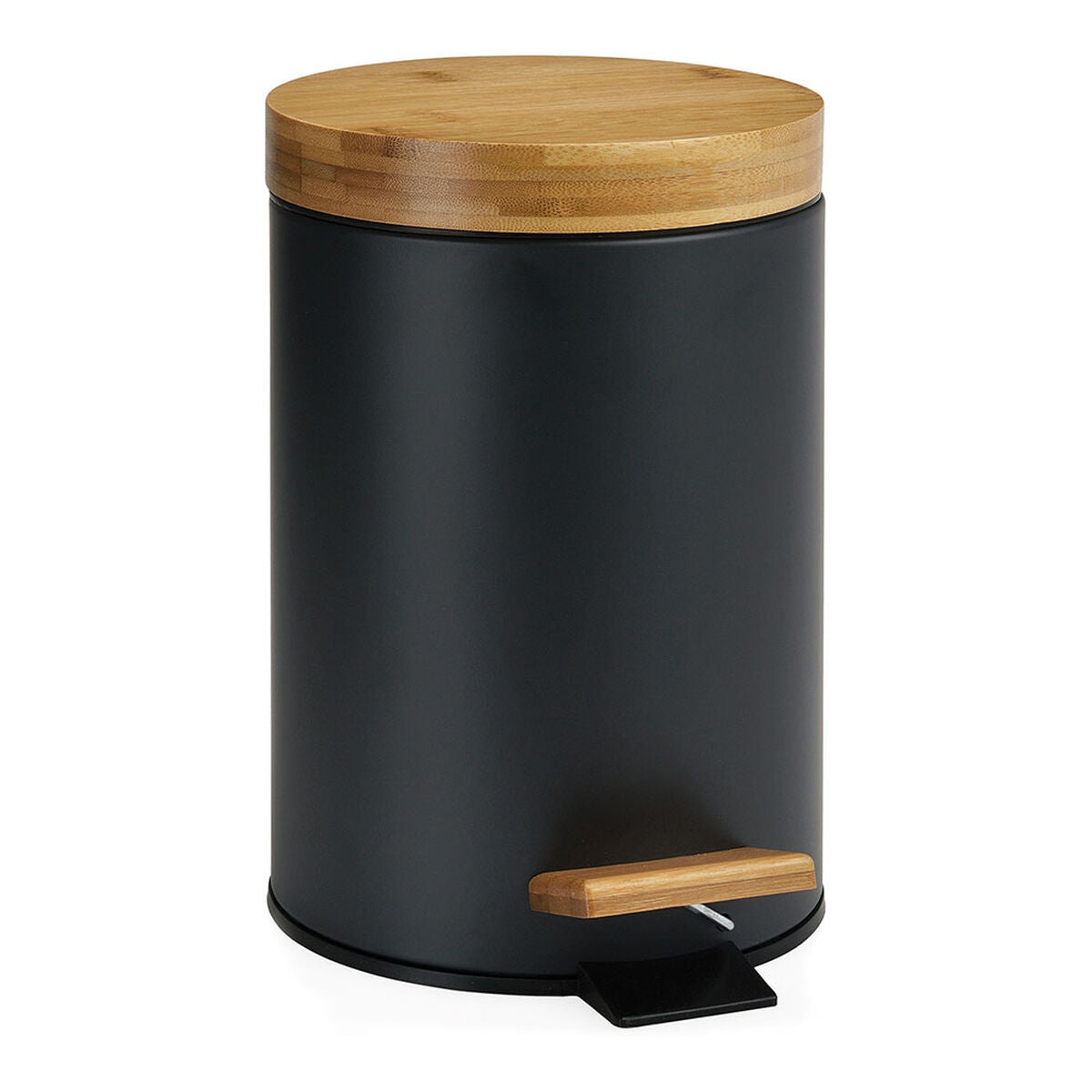 Pedal bin Andrea House Black Matt Metal Bamboo 3 L (Ø 17 x 26 cm) Andrea House