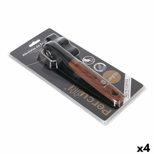 Tin opener Percutti Legno Brown Black 17 x 13 x 5 cm (4 Units) Percutti