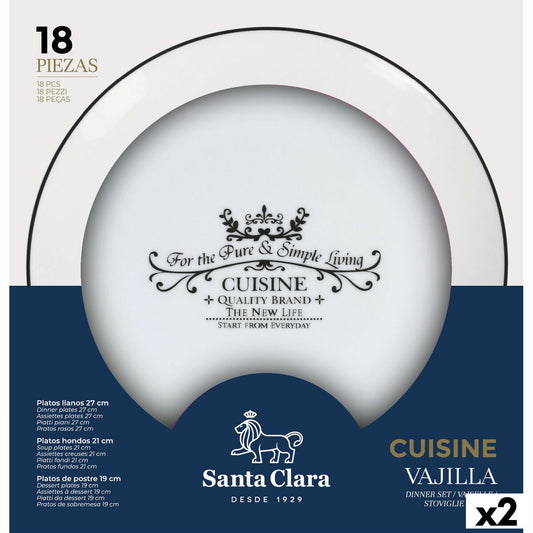 Tableware Santa Clara Cuisine Porcelain Circular 18 Pieces (2 Units) Santa Clara