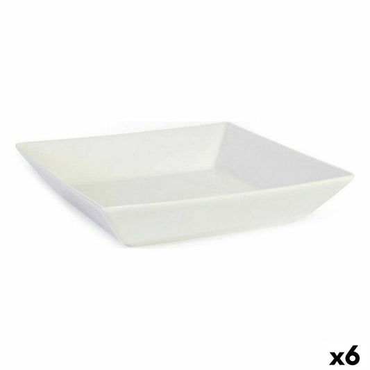 Salad Bowl La Mediterránea Elite White Ceramic 21 x 21 x 4,5 cm (6 Units) (21 x 21 x 4,5 cm) La Mediterránea