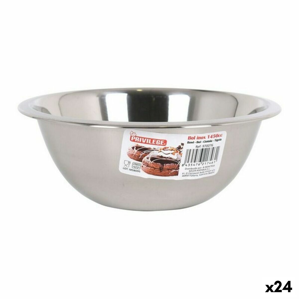 Bowl Privilege Quttin 1450 ml Stainless steel Metal (24 Units) Privilege