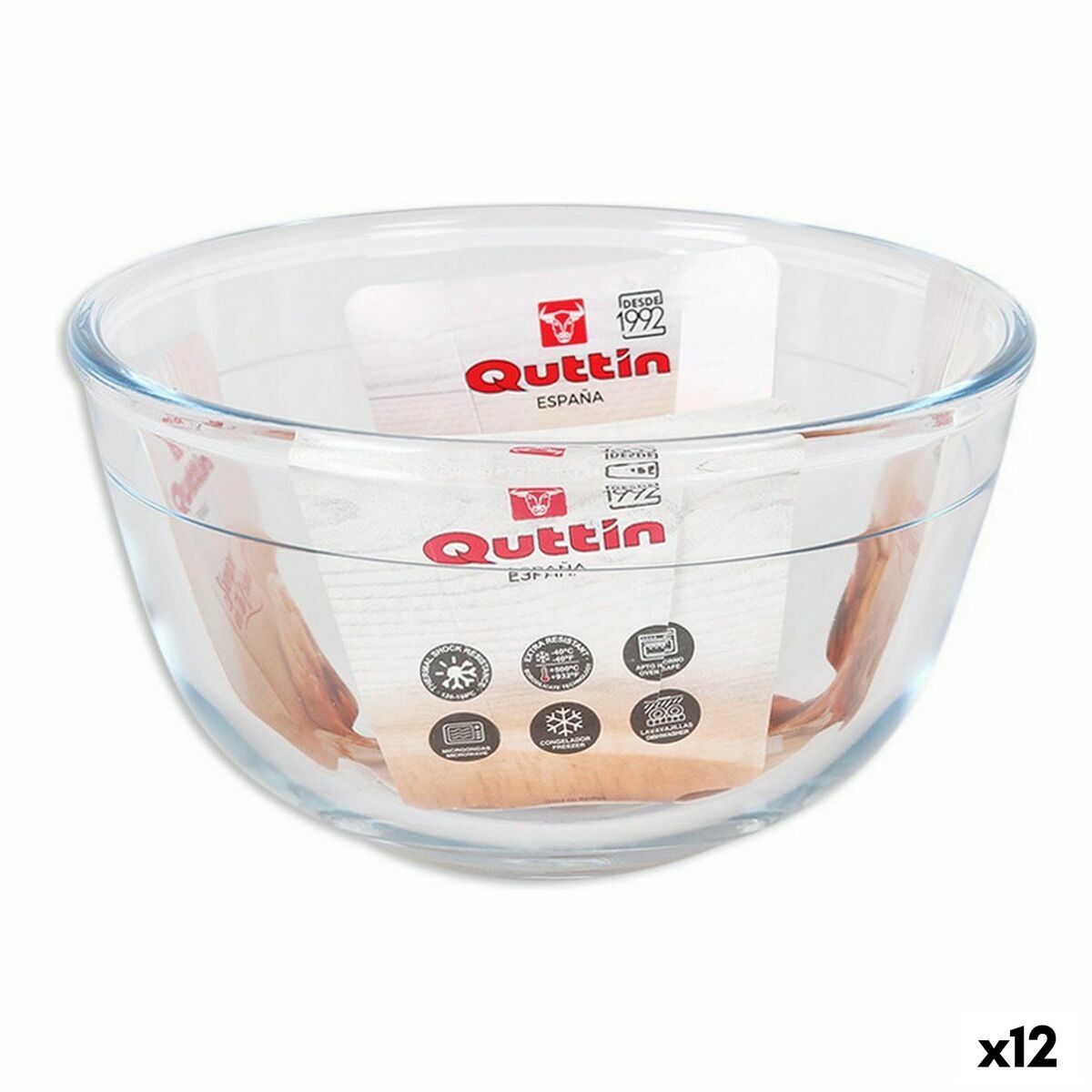 Mixing Bowl Quttin Glass 820 ml ø 14,6 x 8,1 cm (12 Units) Quttin