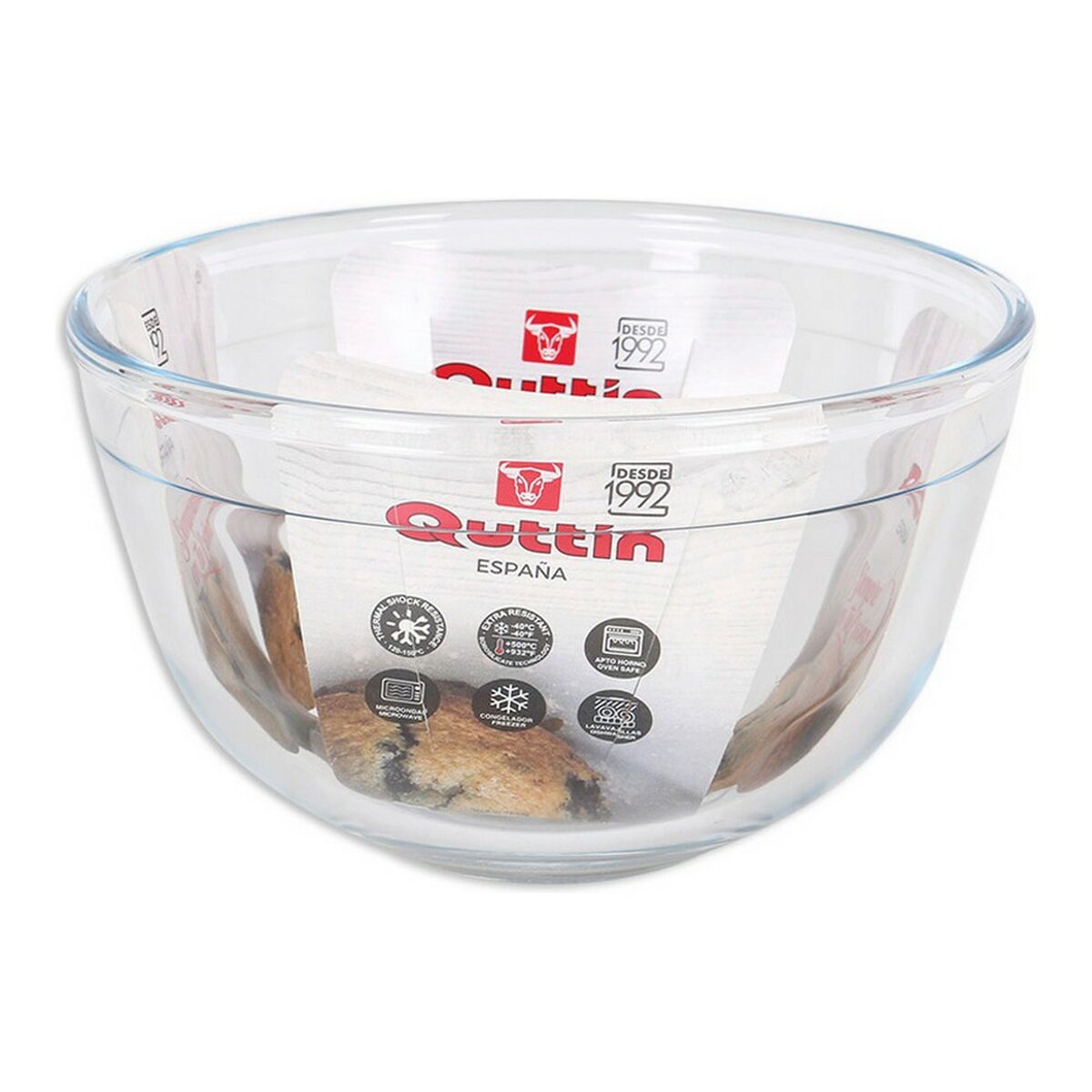 Mixing Bowl Quttin 105285 Glass ø 17,9 x 9,7 cm (ø17 cm - 1,1 L) Quttin