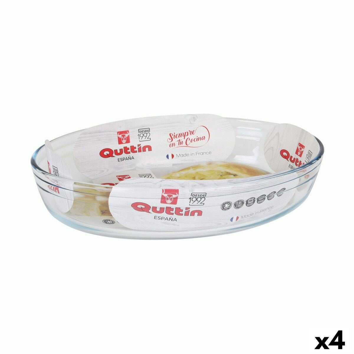 Oven Dish Quttin Transparent Glass Oval 2,2 L 30,1 x 20,9 x 6,3 cm (4 Units) Quttin