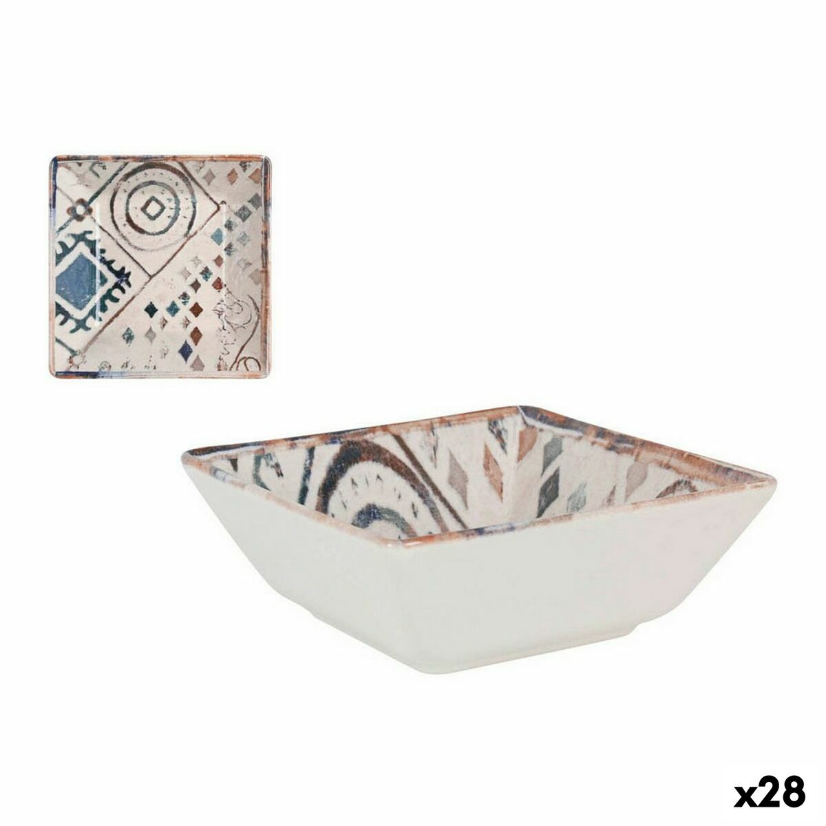 Bowl La Mediterránea Grecia Porcelain Blue Brown 13 x 13 x 5 cm (28 Units) La Mediterránea