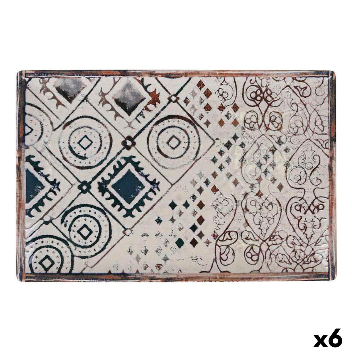 Serving Platter La Mediterránea Grecia Porcelain Rectangular 30 x 20 x 2,5 cm (6 Units) La Mediterránea