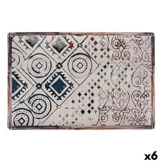 Serving Platter La Mediterránea Grecia Porcelain Rectangular 30 x 20 x 2,5 cm (6 Units) La Mediterránea