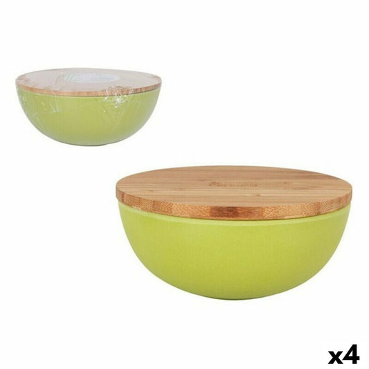 Bowl Percutti Legno percutti Green Bamboo With lid (4 Units) Percutti