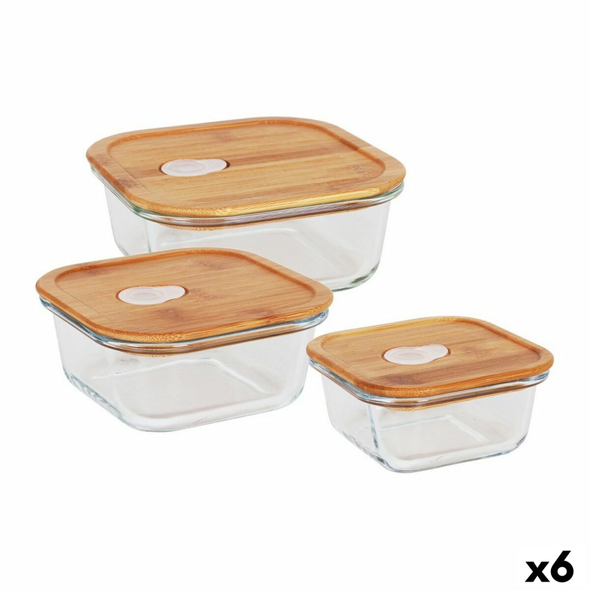 Set of 3 lunch boxes Quttin Squared Bamboo (6 Units) Quttin