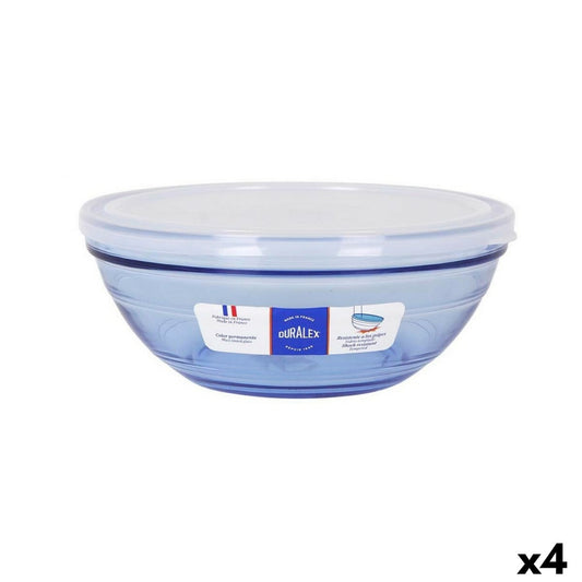 Runde Lunchbox mit Deckel Duralex Crystal Blue Ø 20,5 cm (4 Stück)