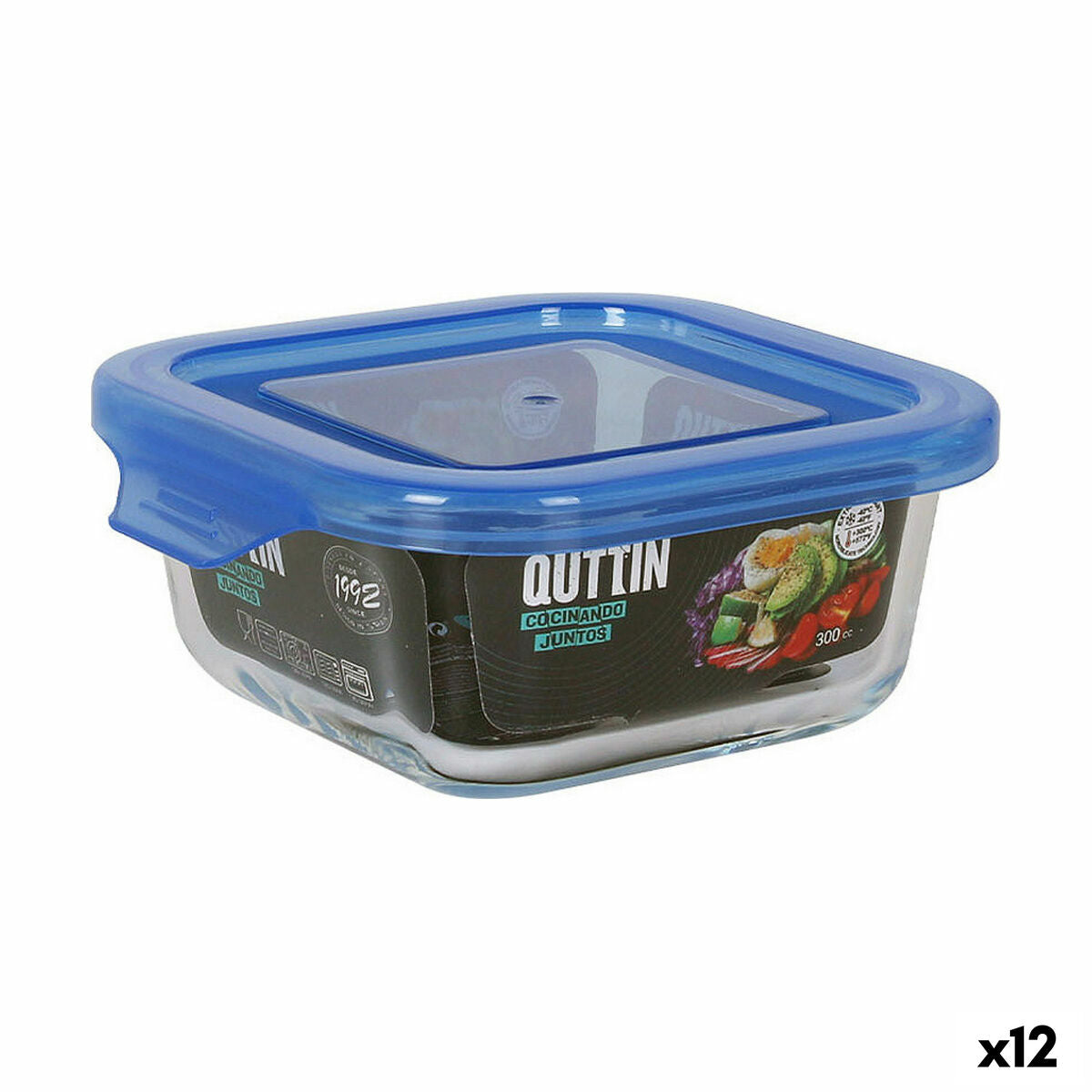 Lunch box Quttin Blue 12 x 12 x 5,3 cm (12 Units) Quttin