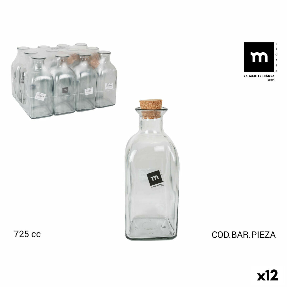 Glass Bottle La Mediterránea Medi Plug 725 ml (12 Units) La Mediterránea