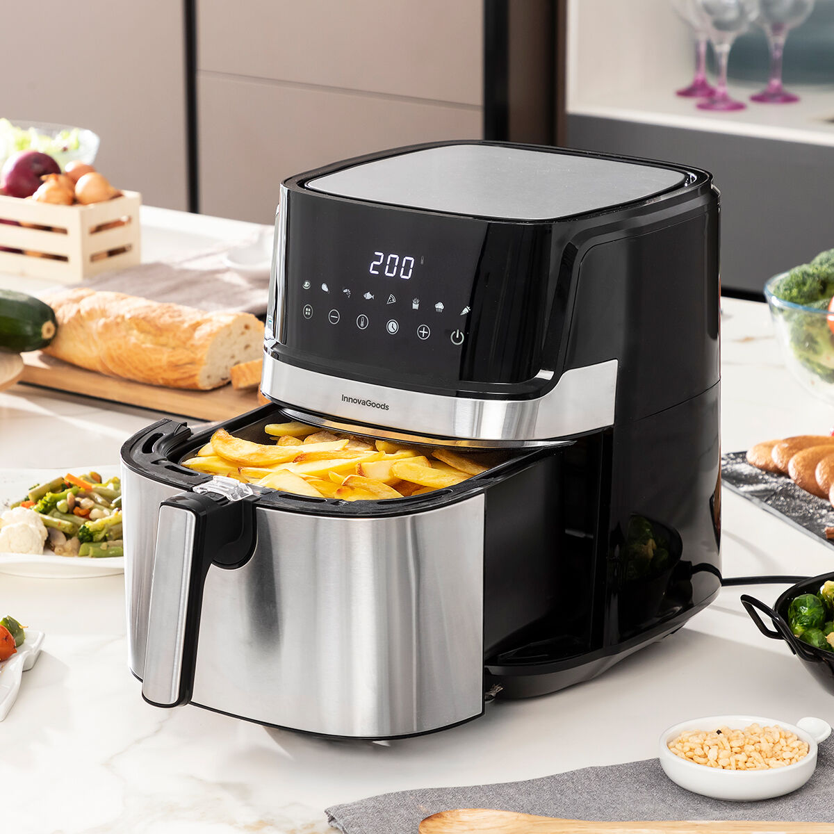 Air Fryer InnovaGoods Fryinn Pro 5500 Black 1700 W 5,5 L Stainless steel InnovaGoods