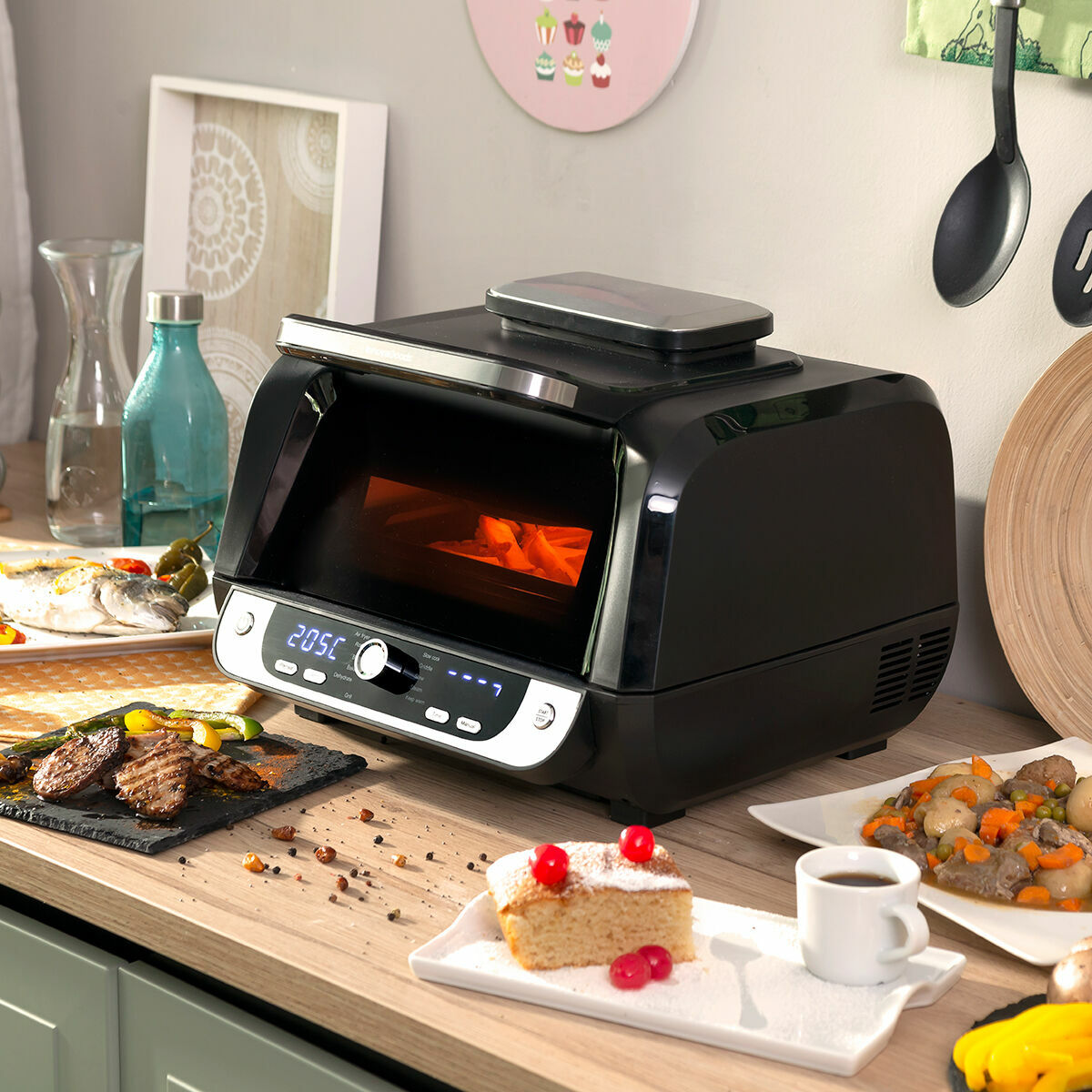 Air Fryer with Grill, Accessories and Recipe Book InnovaGoods Fryinn 12-in-1 6000 Black Steel 3400 W 6 L InnovaGoods