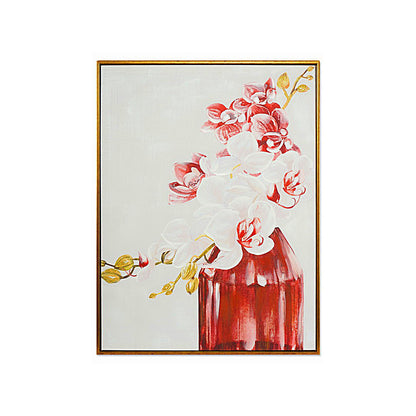 Painting Romimex White Red Canvas Flowers 60 x 80 x 4 cm Romimex