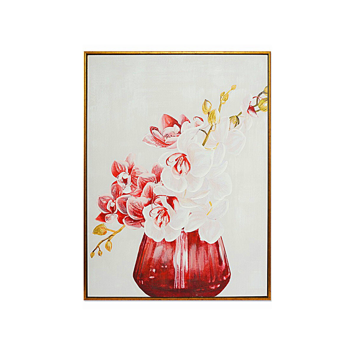 Painting Romimex White Red Canvas Flowers 60 x 80 x 4 cm Romimex