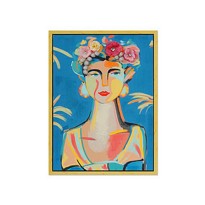 Painting Romimex Multicolour Canvas Lady 50 x 70 x 4 cm Romimex