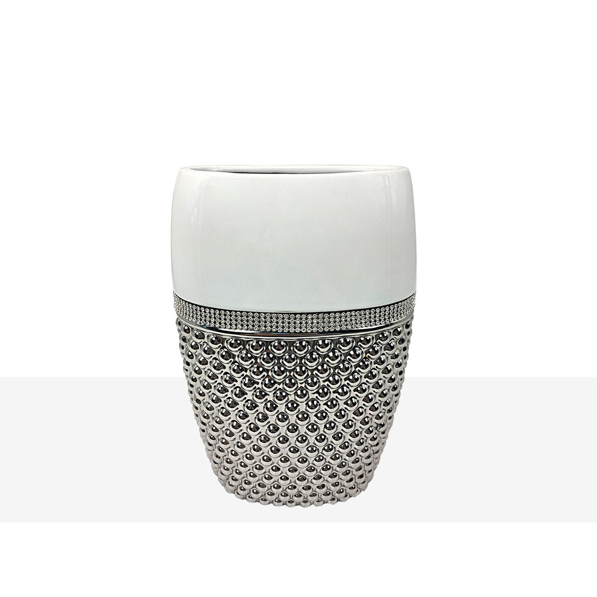 Vase Romimex White Silver Ceramic 15 x 24 x 9 cm Romimex