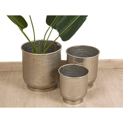 Set of Planters Romimex Silver Metal (3 Pieces) Romimex