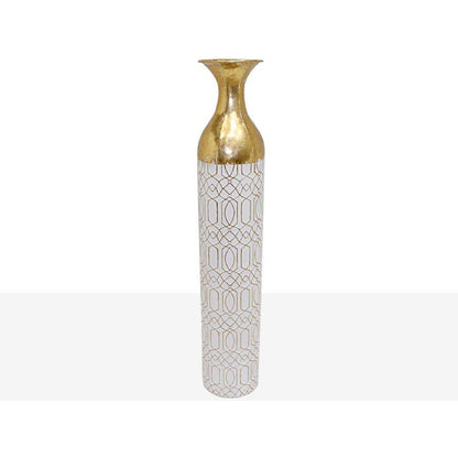 Floor vase Alexandra House Living White Golden Metal 15 x 86 x 15 cm Alexandra House Living