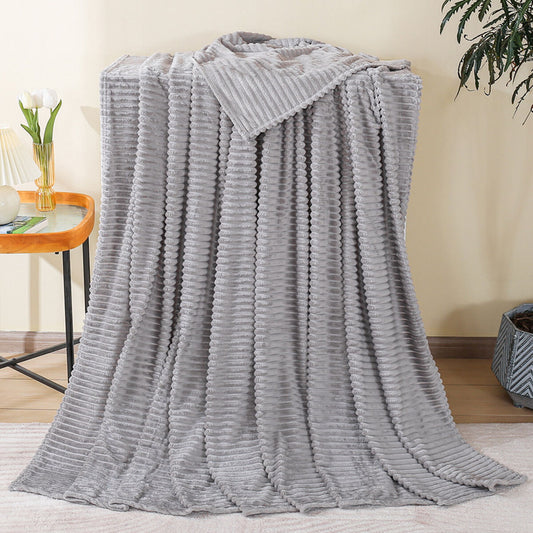 Blanket Romimex Grey Stripes 180 x 200 x 1 cm Franela Romimex