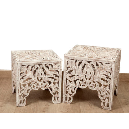 Tables set Romimex White Wood 2 Pieces Romimex