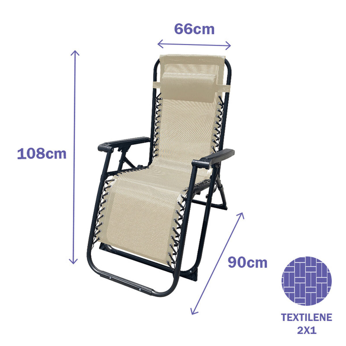 Folding Chair Marbueno Beige 90 x 108 x 66 cm Marbueno