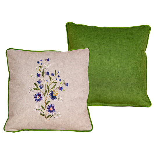 Cushion Romimex Green Beige Reversible 45 x 45 x 12 cm Embroidery