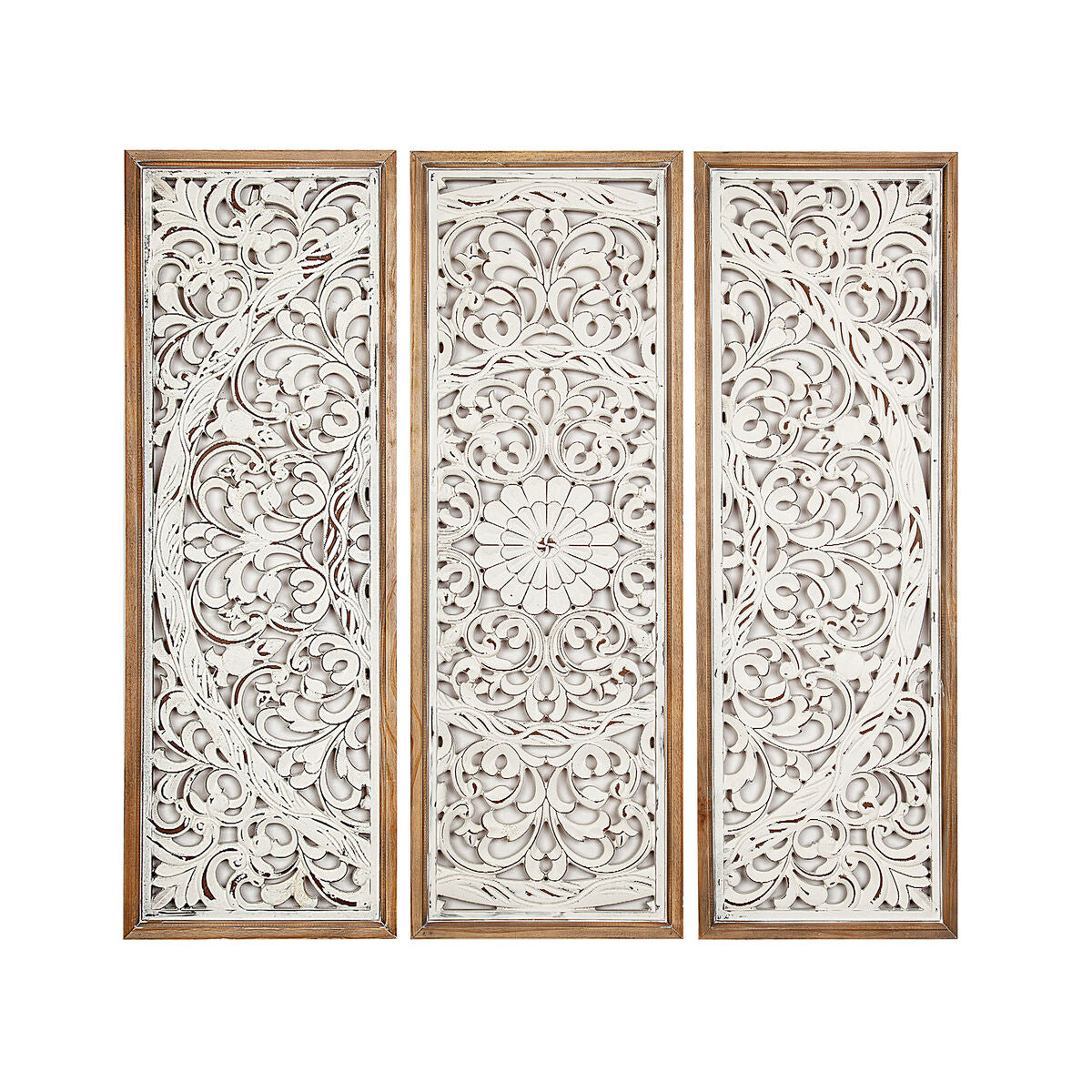 Set of 3 pictures Romimex White Natural MDF Wood 30 x 90 x 4 cm Romimex