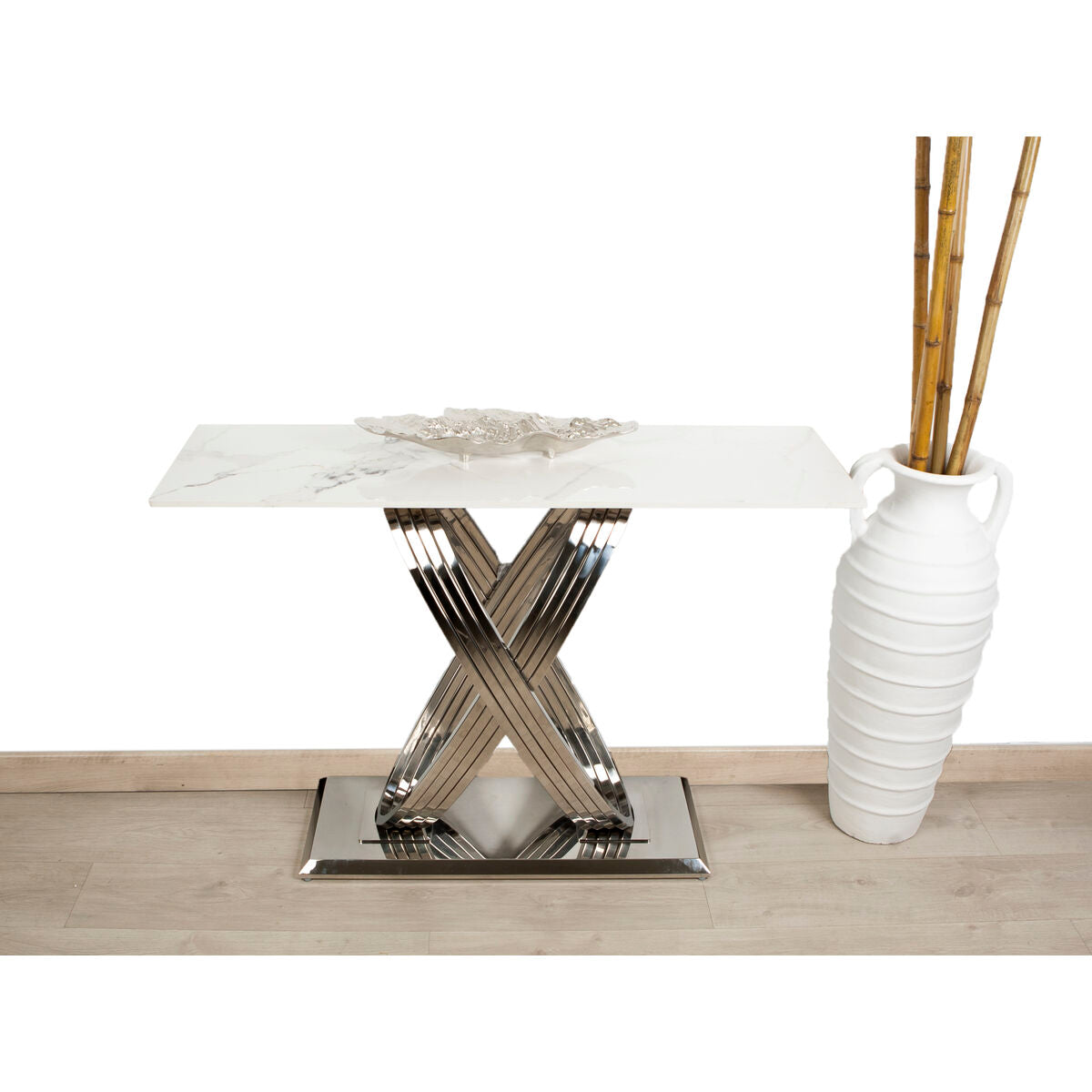 Table Romimex White Silver Stainless steel Synthetic marble 180 x 75 x 90 cm Romimex