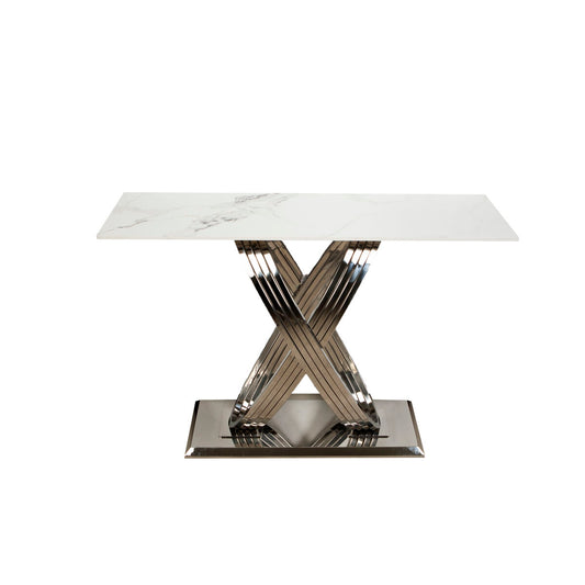 Table Romimex White Silver Stainless steel Synthetic marble 180 x 75 x 90 cm Romimex