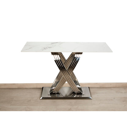 Table Romimex White Silver Stainless steel Synthetic marble 180 x 75 x 90 cm Romimex