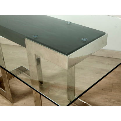 Table Romimex Silver Glass Stainless steel Tempered Glass 150 x 75 x 90 cm Romimex