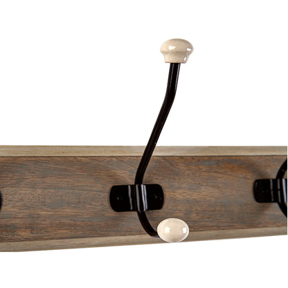 Wall mounted coat hanger Romimex Natural Wood Metal Ceramic 28 x 17 x 10 cm Romimex